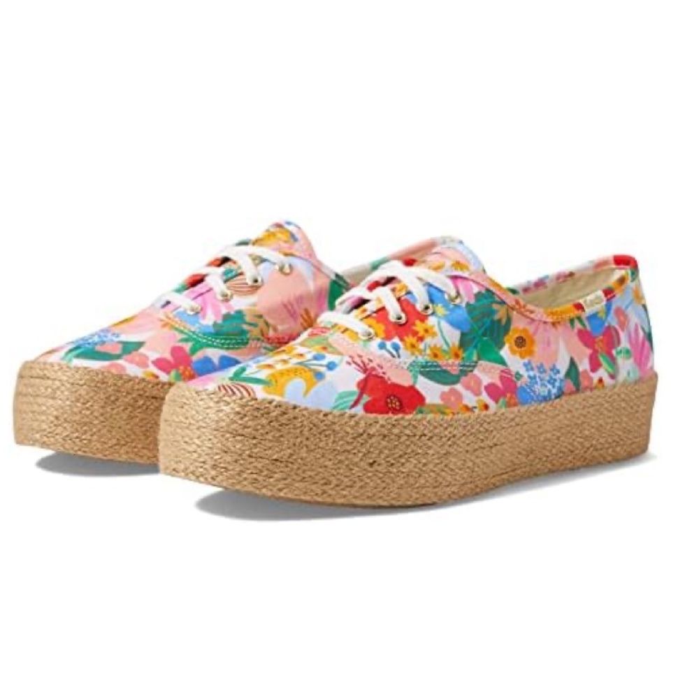 Keds x Rifle Paper The Platform Jute Sicily White/Multi 6.5 M (B)
